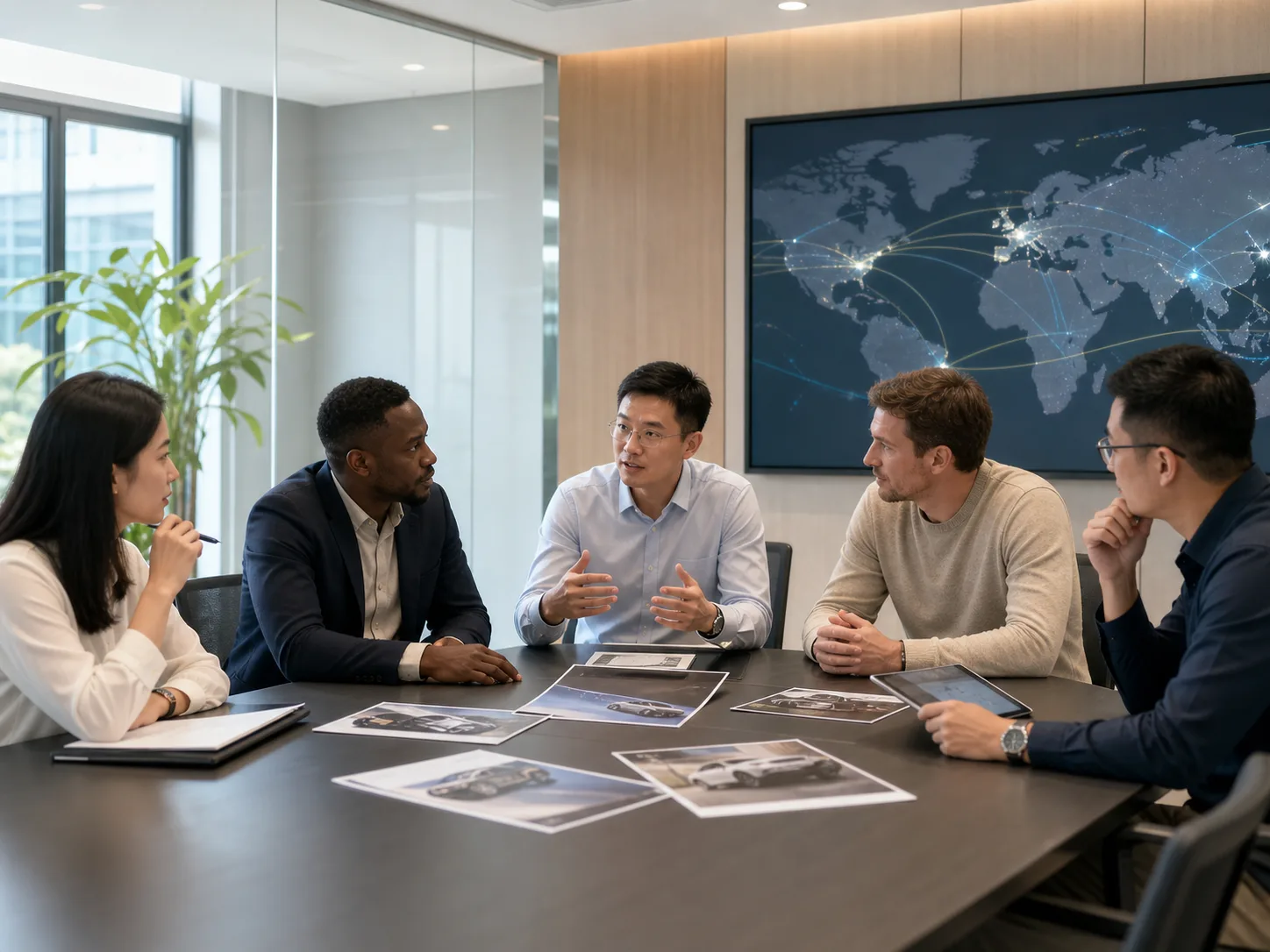 Export operations team reviewing shipment documents